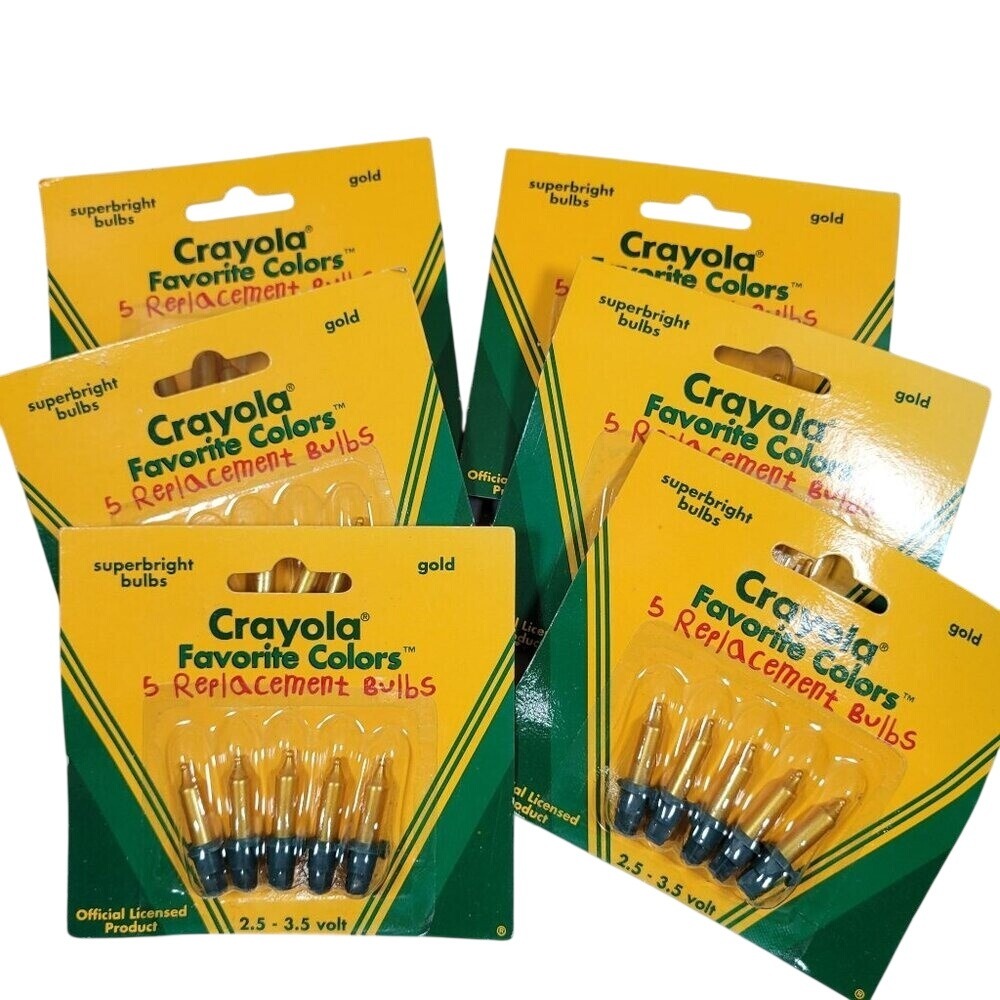 6 Crayola Favorite Colors Superbright 5 Replacement Bulbs Gold Mini Lights 1996